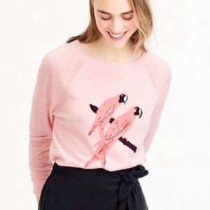 J. Crew Women's Merino Wool Long Sleeve Crewneck Sweater in Pink Parrot Size L